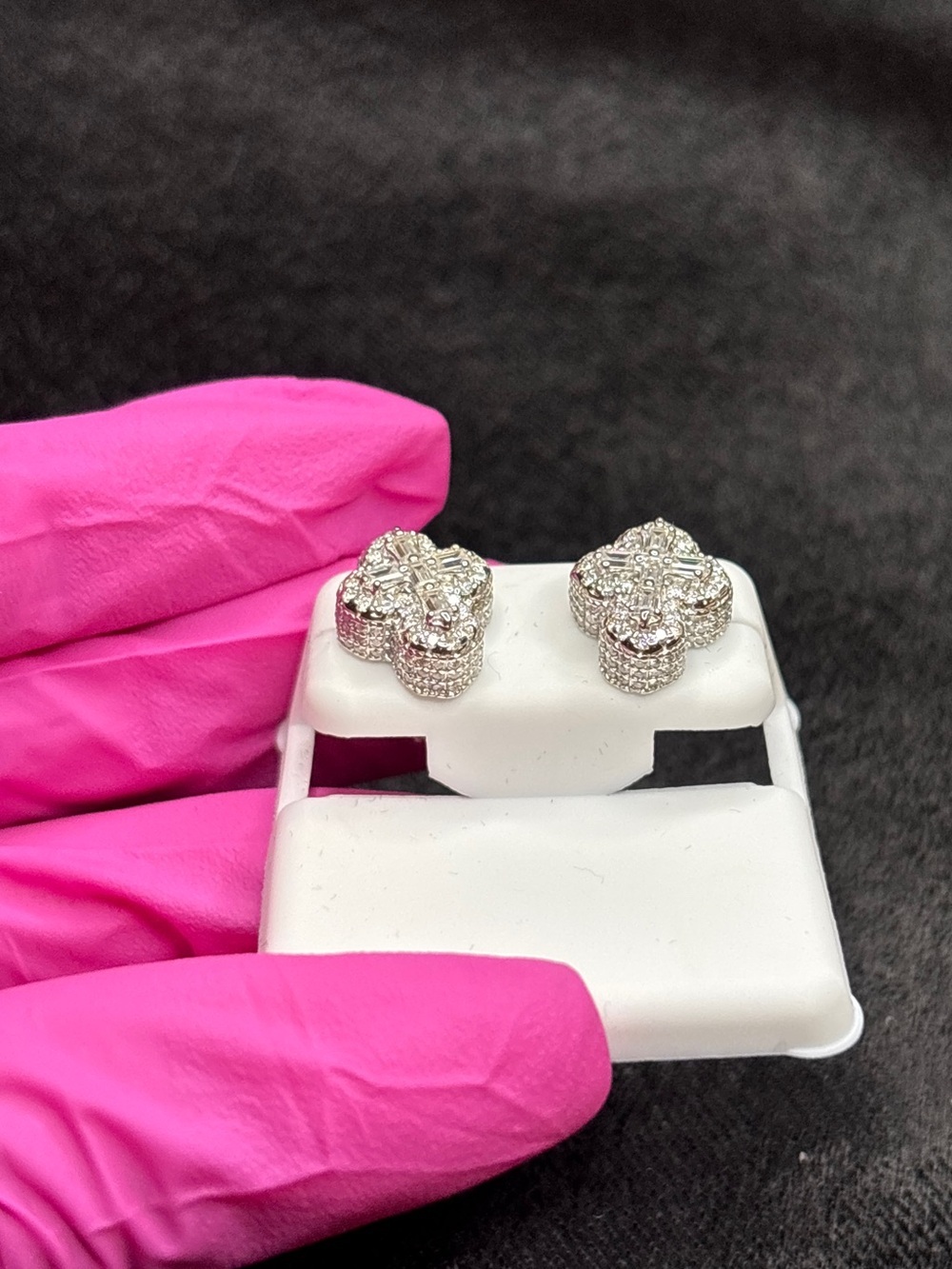.925 Sterling Silver 3 CTW VVS Moissanite Medium Cross Stud Earrings - Picture 8 of 10